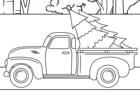 Dibujo de Transporte de Camiones de Pino para Colorear