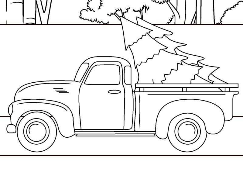Dibujo de Transporte de Camiones de Pino para Colorear