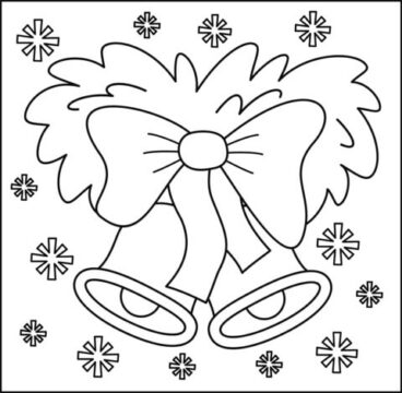 Dibujo de Dos Campana con Copo de Nieve para Colorear