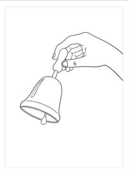 Dibujo de Mano Sosteniendo la Campana para Colorear