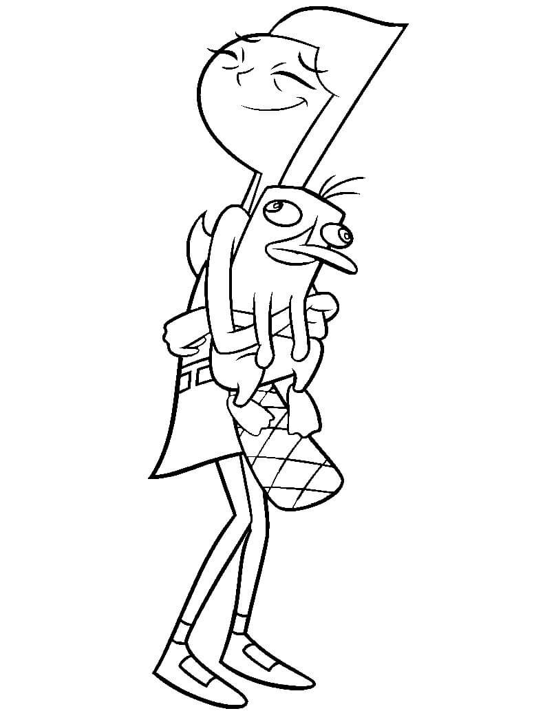 Dibujo de Candace Abrazando a Perry para Colorear