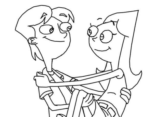 Dibujo de Jeremy Abrazando a Candace para Colorear