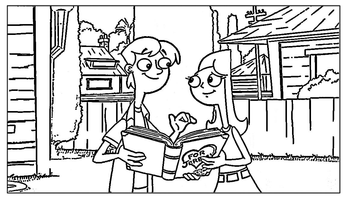 Dibujo de Libro de Lectura de Jeremy y Candace para Colorear