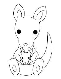 Dibujo de Canguro Chibi Madre y Beb Sentado para Colorear