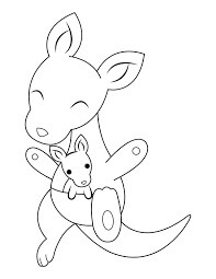 Dibujo de Lindo Madre y Beb Canguro para Colorear