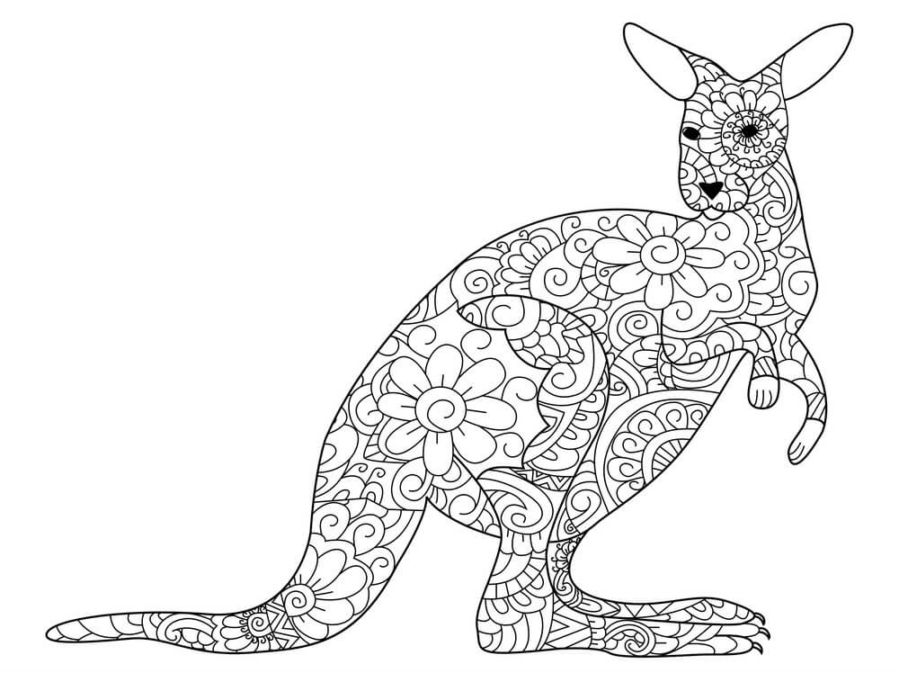 Dibujo de Mandala Canguro para Colorear