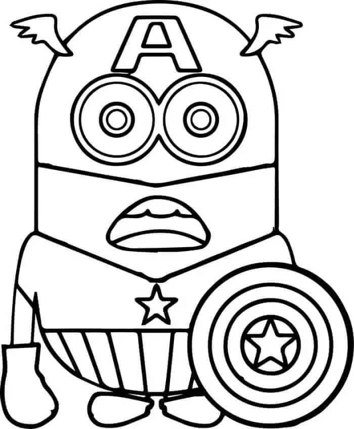 Dibujo de Minion Captain América para Colorear