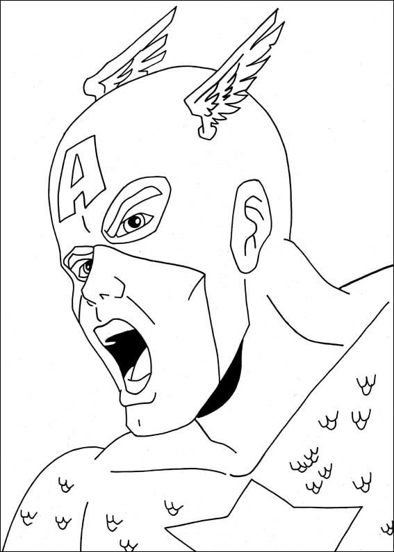 Dibujo de Cabeza básica capitán América para Colorear