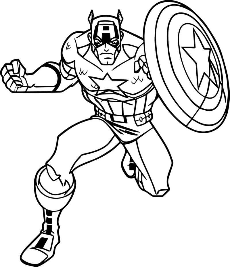Dibujo de Capitán América de Dibujos Animados para Colorear