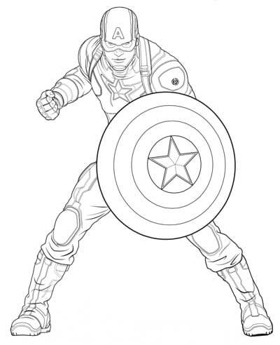 Dibujo de Capitán América Luchando para Colorear