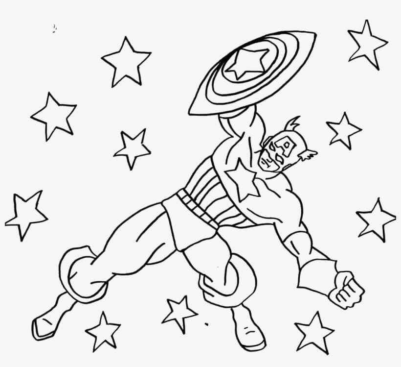 Dibujo de Captain América y Estrella para Colorear