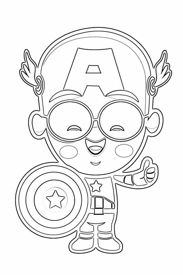 Dibujo de Chibi capitán América Diversion para Colorear