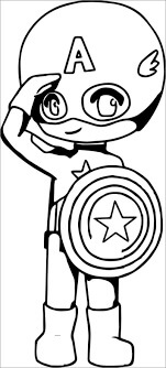 Dibujo de Chibi capitán América Sonriendo para Colorear