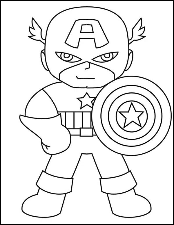 Dibujo de Capitán América Sonriendo para Colorear