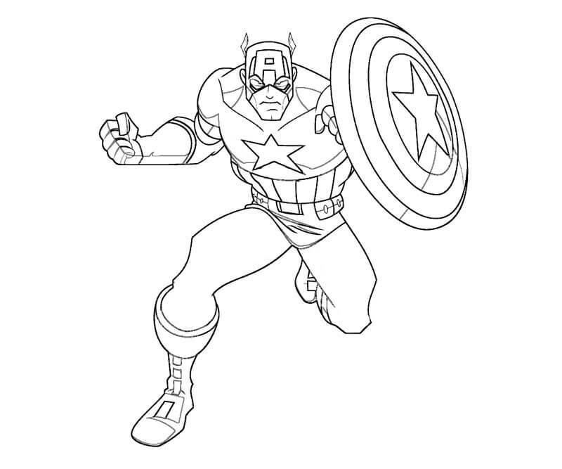 Dibujo de Animados de capitán América de Marvel para Colorear