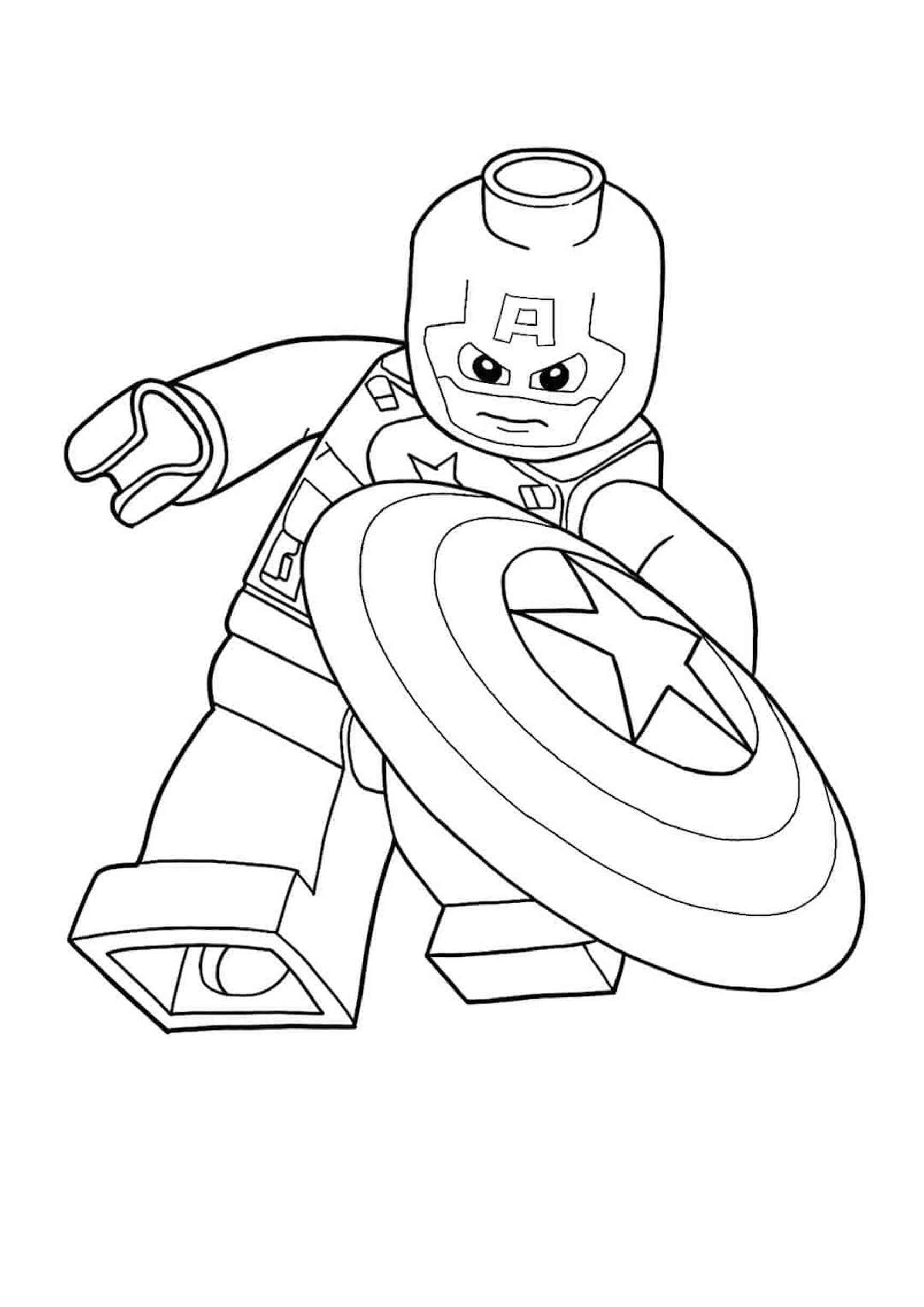 Dibujo de Genial Lego capitán América para Colorear