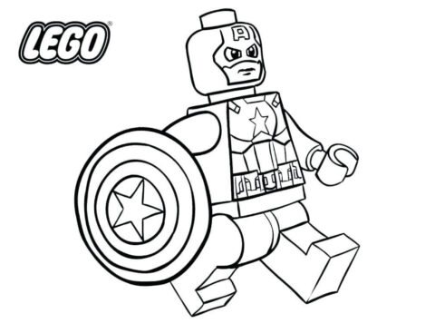 Dibujo de Lego capitán América Caminando para Colorear