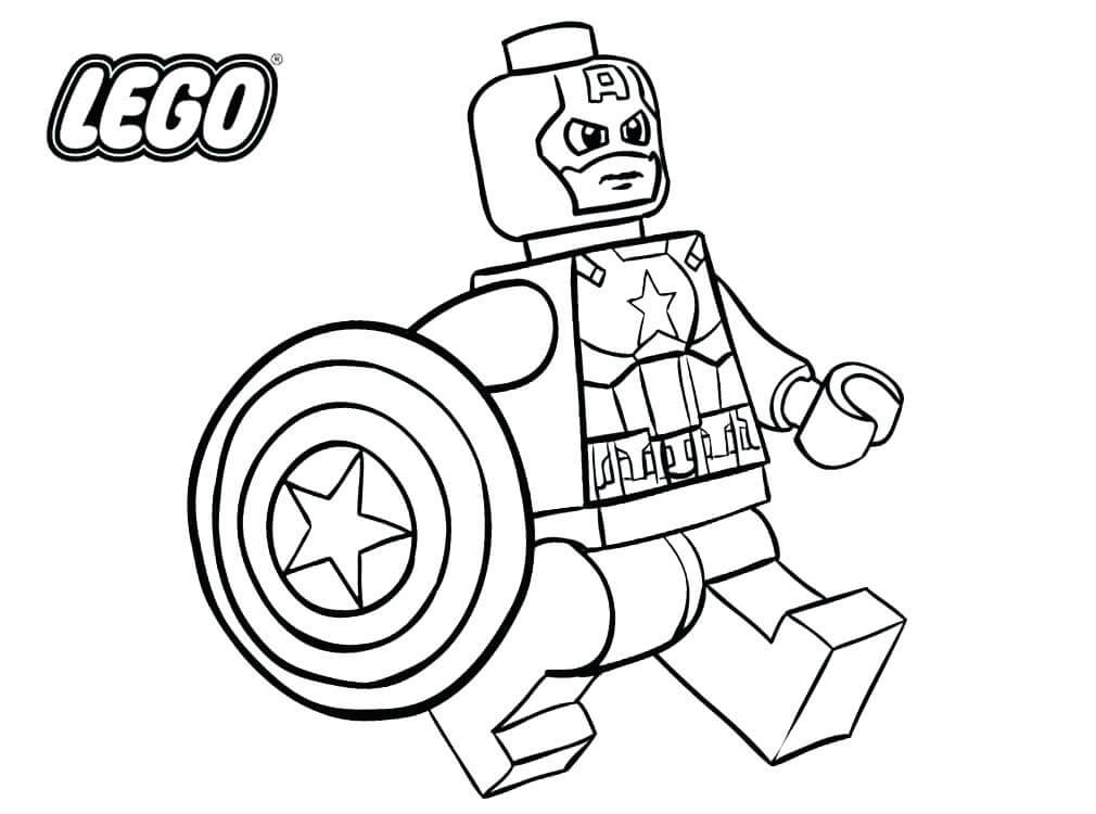 Dibujo de Lego capitán América Caminando para Colorear