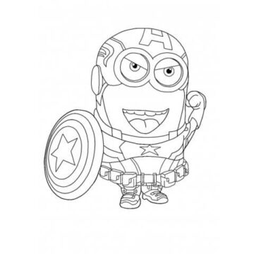 Dibujo de Minion capitán América Divertido para Colorear