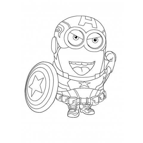 Dibujo de Minion capitán América Divertido para Colorear