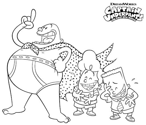 Dibujo de Capitn Calzoncillos Divertido para Colorear