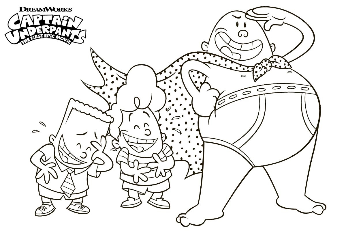 Dibujo de Capitán Calzoncillos con George y Harold para Colorear