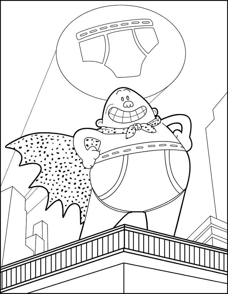 Dibujo de Capitán Calzoncillos con símbolo de Calzoncillos para Colorear
