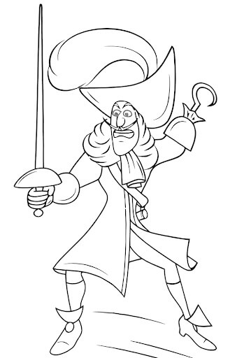 Dibujo de Capitn Garfio Aterrador para Colorear