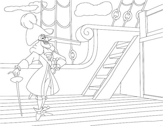 Dibujo de Capitn Garfio Feliz para Colorear