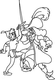 Dibujo de Capitn Garfio Vs Peter Pan en Barcos para Colorear