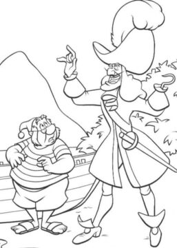 Dibujo de El Capitn Hook Hablando con Smee para Colorear