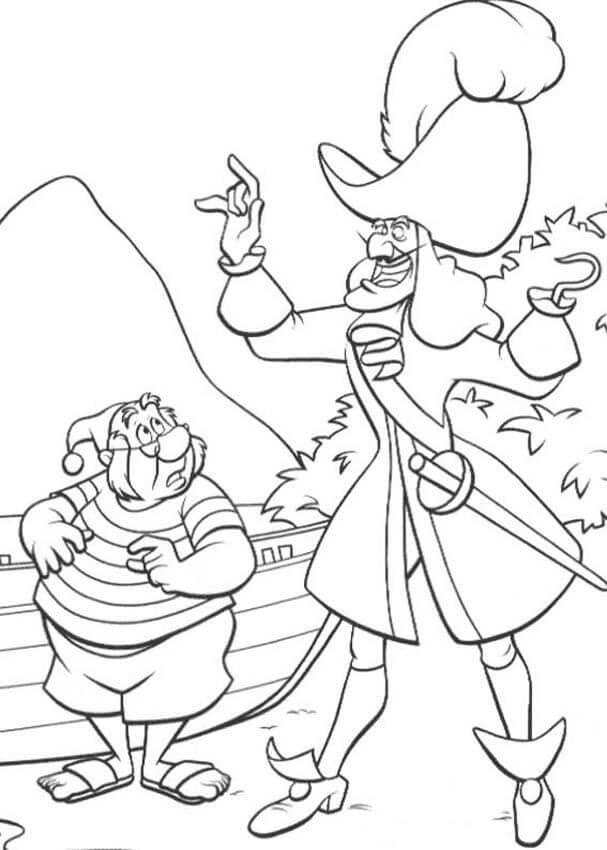 Dibujo de El Capitn Hook Hablando con Smee para Colorear