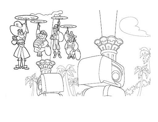 Dibujo de Jake Pirates Capitn Garfio Bones Mr Smee para Colorear