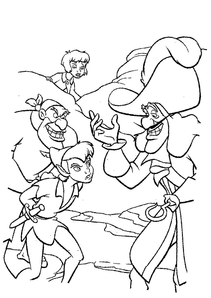 Dibujo de Peter Pan Fue Capturado por el Capitn Hook para Colorear