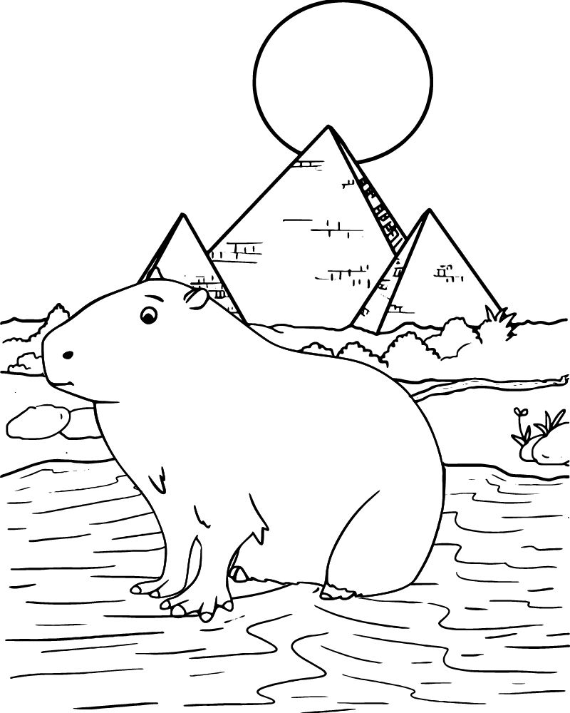 Dibujo de Capybara Animal Coloring Sheet para Colorear