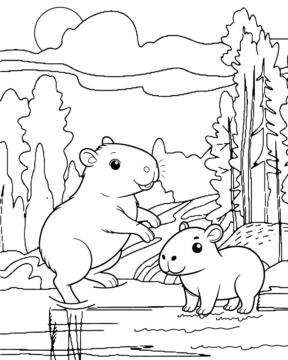 Dibujo de Detailed Capybara Coloring Page para Colorear