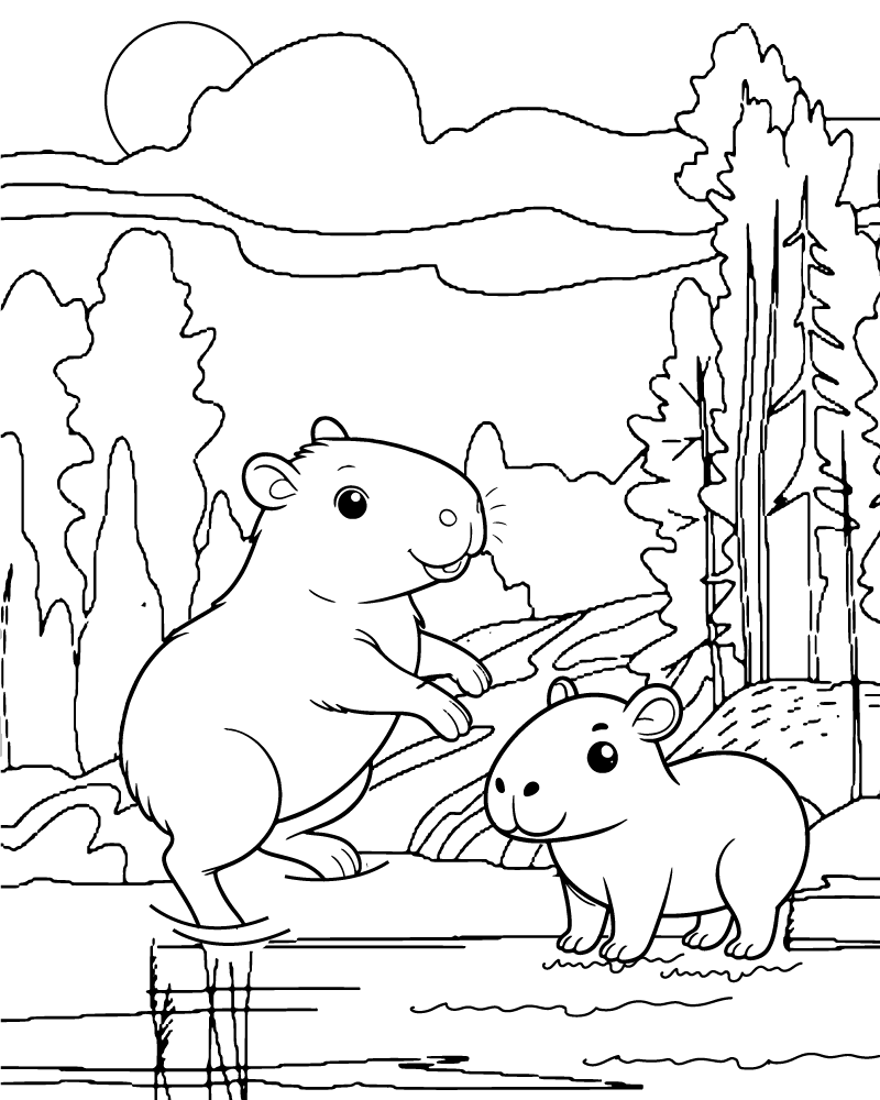 Dibujo de Detailed Capybara Coloring Page para Colorear