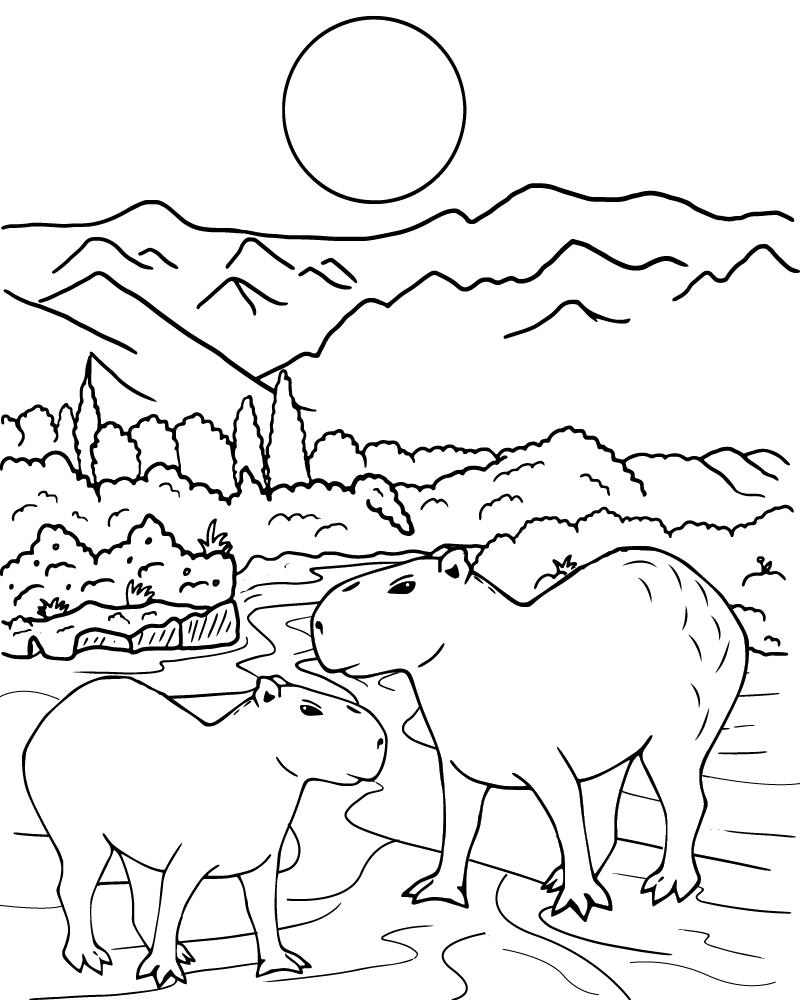 Dibujo de Free Capybara Coloring Page For Kids para Colorear