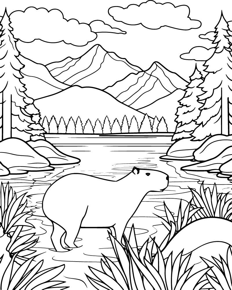 Dibujo de Free Printable Capybara Coloring Page para Colorear