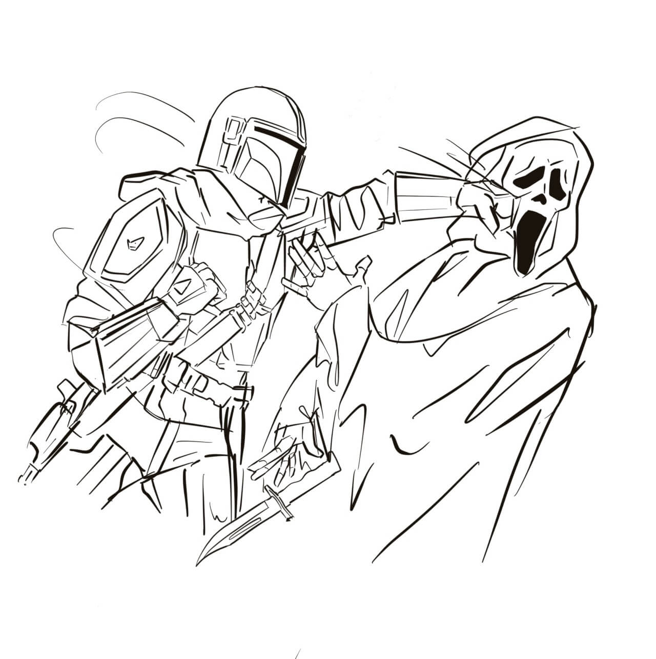Dibujo de Caballero Vs Cara Fantasma para Colorear