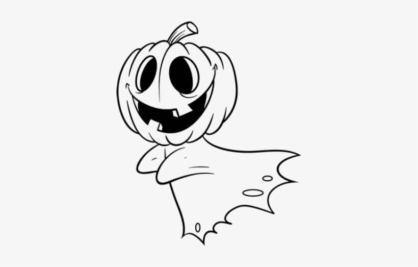 Dibujo de Calabaza Cara Fantasma para Colorear
