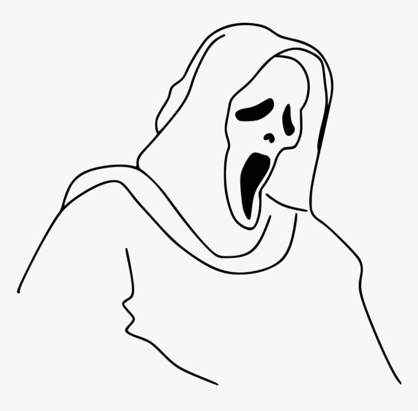 Dibujo de Cara de Fantasma de Halloween para Colorear