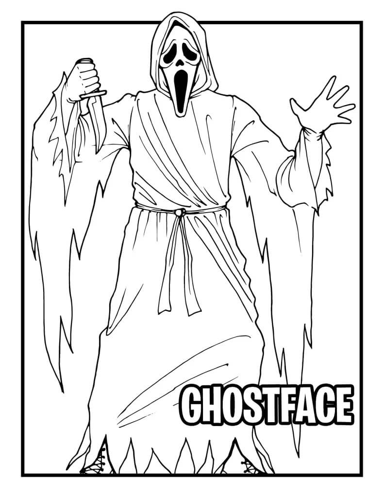 Dibujo de Cara de Fantasma Simple para Colorear