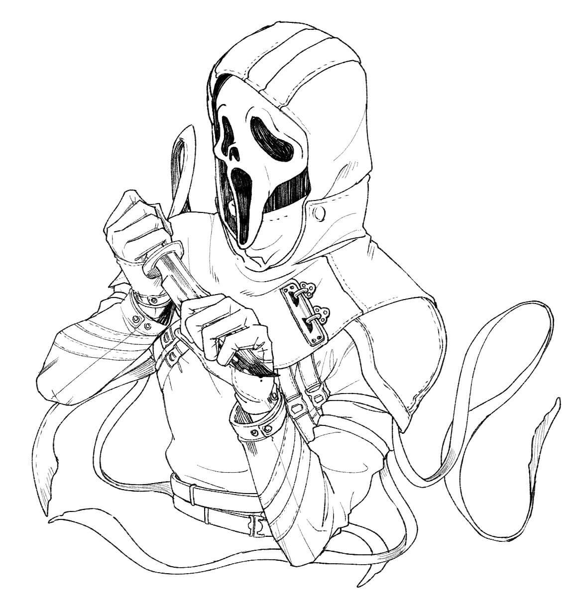 Dibujo de Cara Fantasma básica para Colorear
