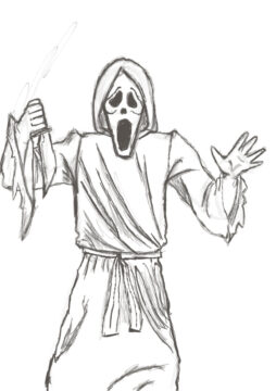 Dibujo de Cuchillo de Tenencia Fantasma para Colorear