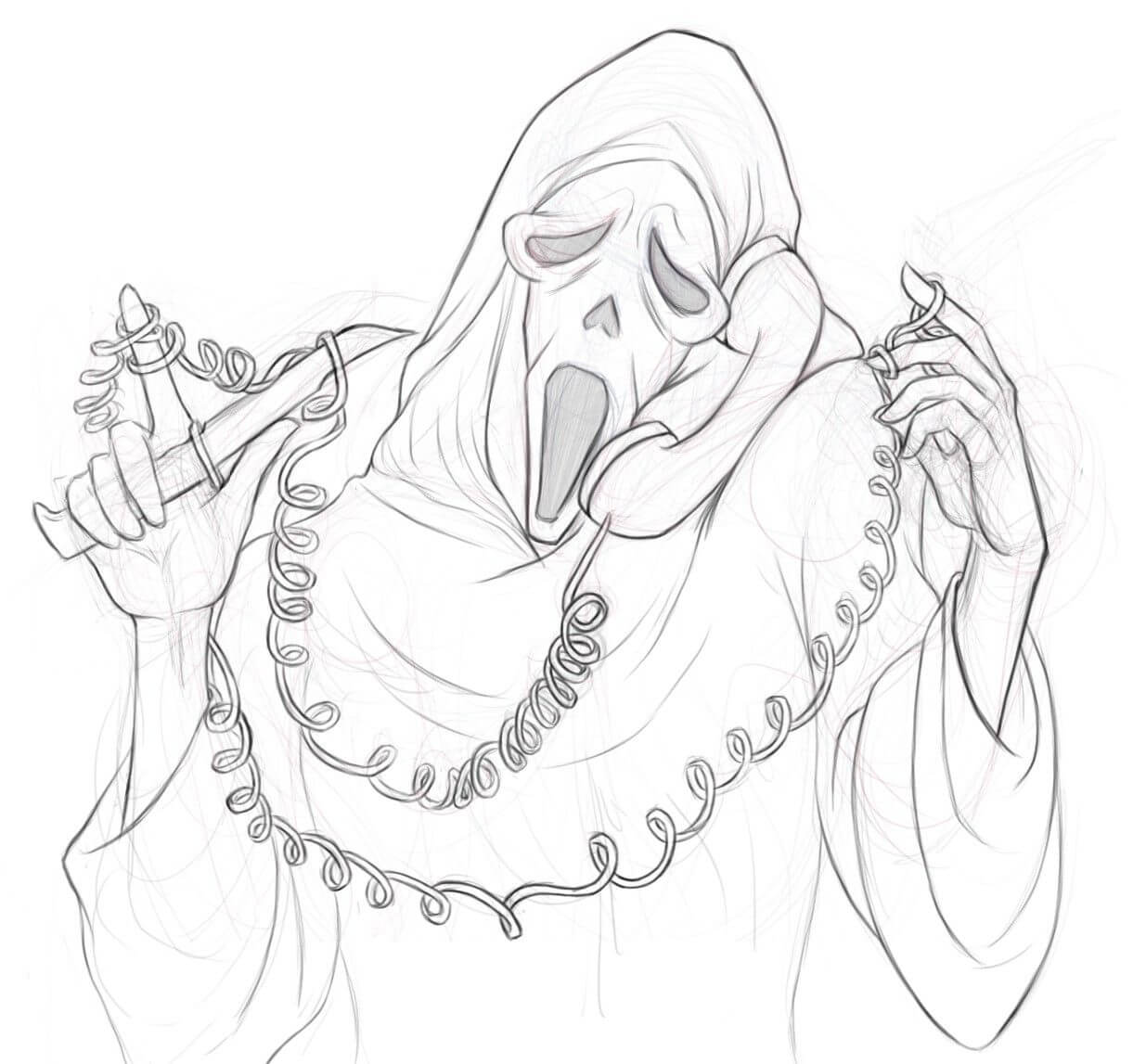 Dibujo de Cara de Fantasma para Colorear