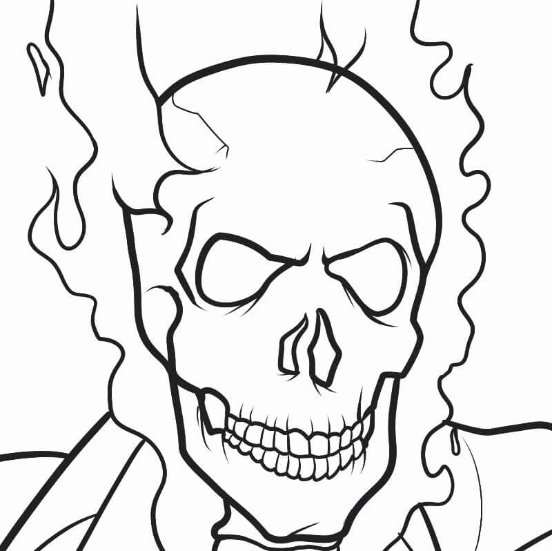 Dibujo de Jinete Fantasma Cara para Colorear