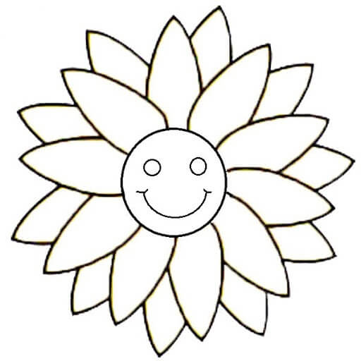 Dibujo de Cara Sonriente de Flores para Colorear