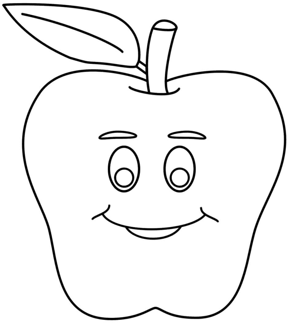 Dibujo de Cara Sonriente de Manzana para Colorear