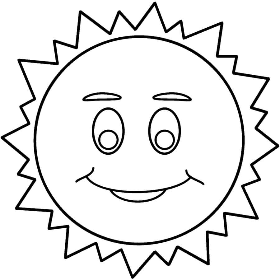 Dibujo de Cara Sonriente del Sol para Colorear